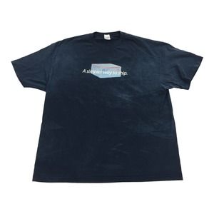 Vintage USPS Priority Mail Flat Rate Box Short Sleeve T-Shirt 2XL Mens Navy Blue